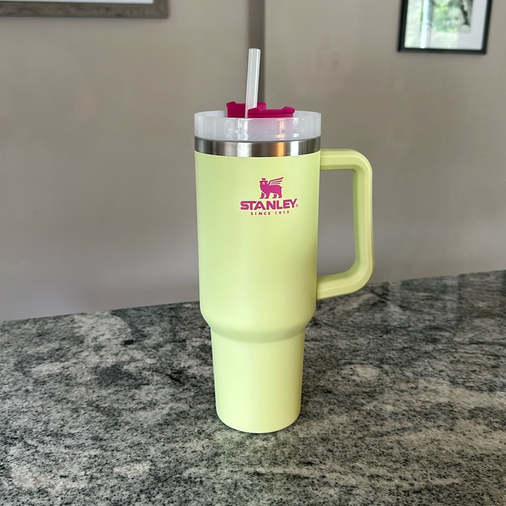40oz Stanley cup. In great condition. Dishwasher safe. Includes matching straw